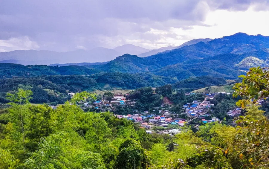 view of small town ban thoet region around mae salong