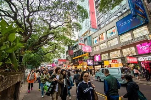 street near kowloon park - hong kong