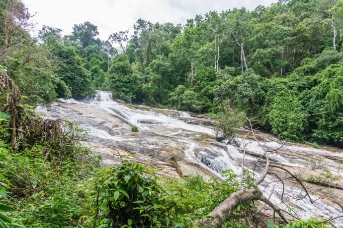 at the top of wachirathan waterfall doi inthanon - chiang mai