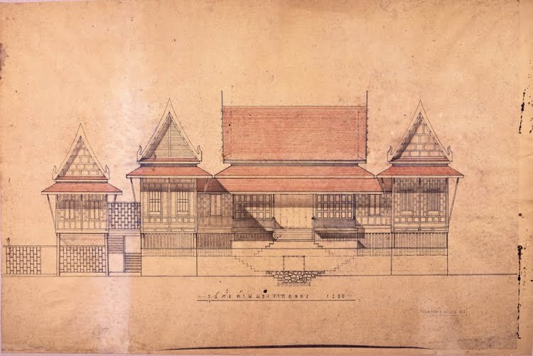 plan coupe jim thompson house maison tradtionnelle thailandaise