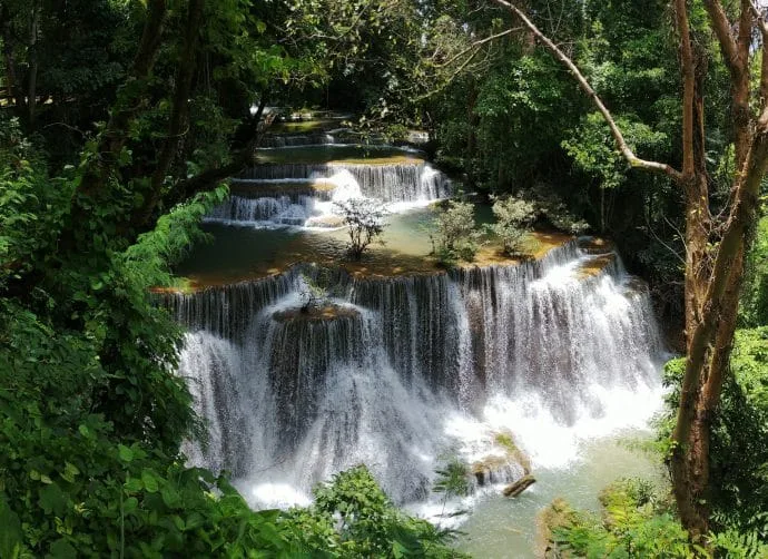 kanchanaburi waterfall in august