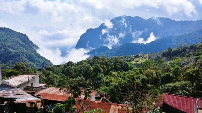 village view towards doi tung december - thailand