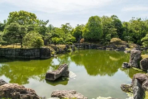 nijo-jo castle garden in kyoto - japan