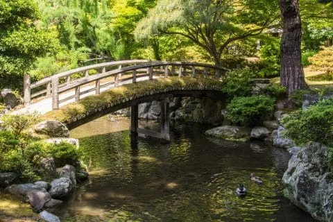 bridge garden inside imperial palace kyoto