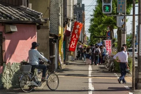bike and pedestrians kyoto