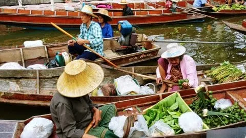 floating market tha kha floating market - thailand