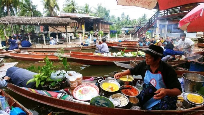 floating market tha kha floating market - thailand
