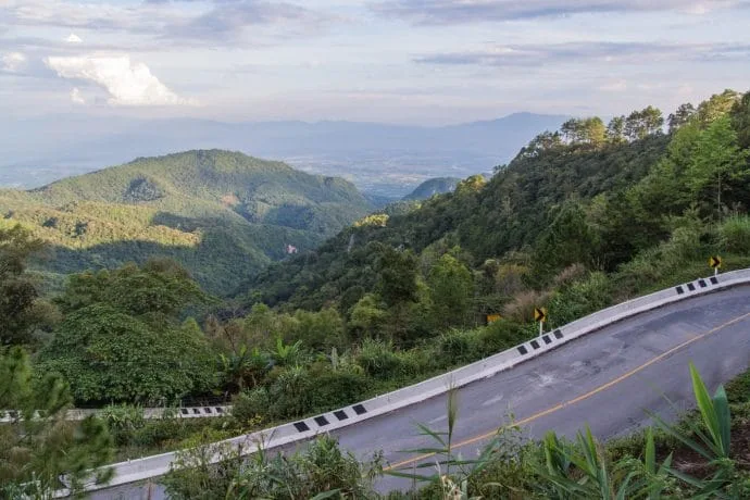 road going up to doi ang khang - thailand