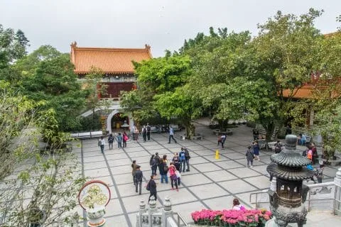 courtyard po lin monestary - lantau island hong kong