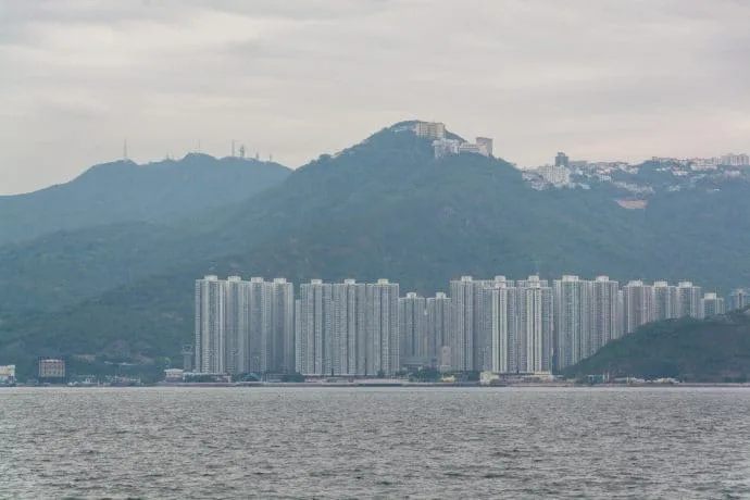 aberdeen buildings from lamma island - hong kong