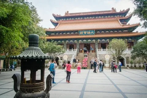 courtyard po lin monestary - lantau island hong kong