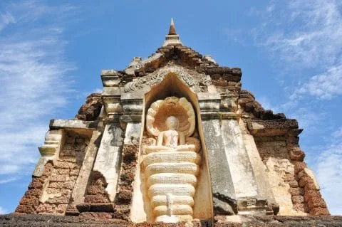 buddha statue naga wat chedi chet thaeo - si satchanalai - thailand