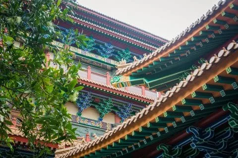 roofs po lin monestary - lantau island hong kong