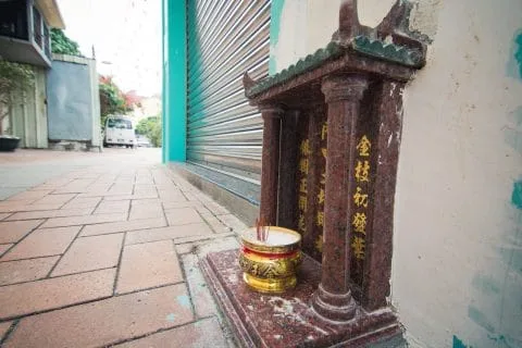 small offering altar in the village of coloane - macao