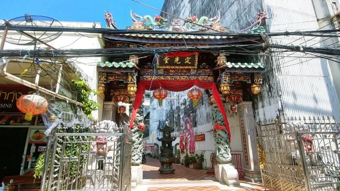 door chinese temple shrine serene light phuket town