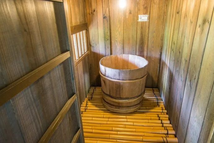 old bathroom village miyama kayabuki-no-sato - kyoto prefecture japan