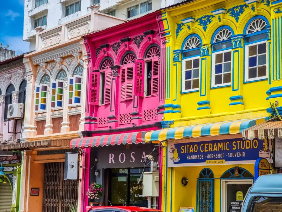 colorful facades thalang road phuket