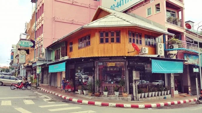 wooden house corner town trang - thailand