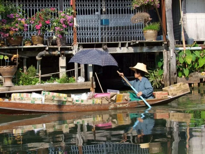 granny on canal boat damnoen saduak 2010
