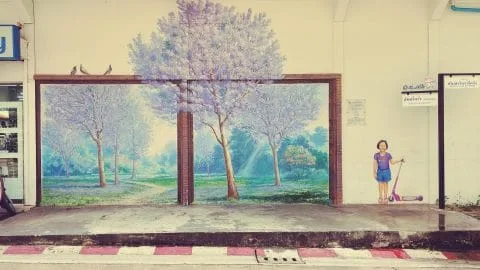 trang city wall painting - thailand
