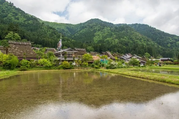 reflections rice fields village village kayabuki-no-sato - japan