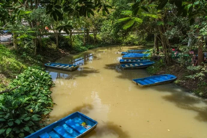 river surrounding khao kob trang cave