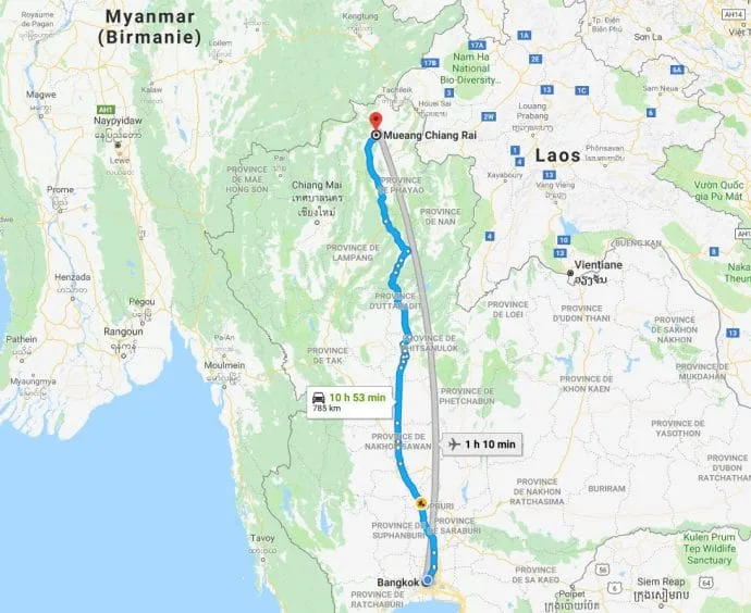 Bangkok-Chiang Rai route