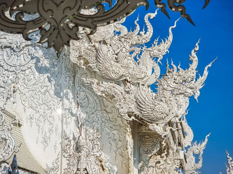 details of scultpures white temple wat rong khun chiang rai