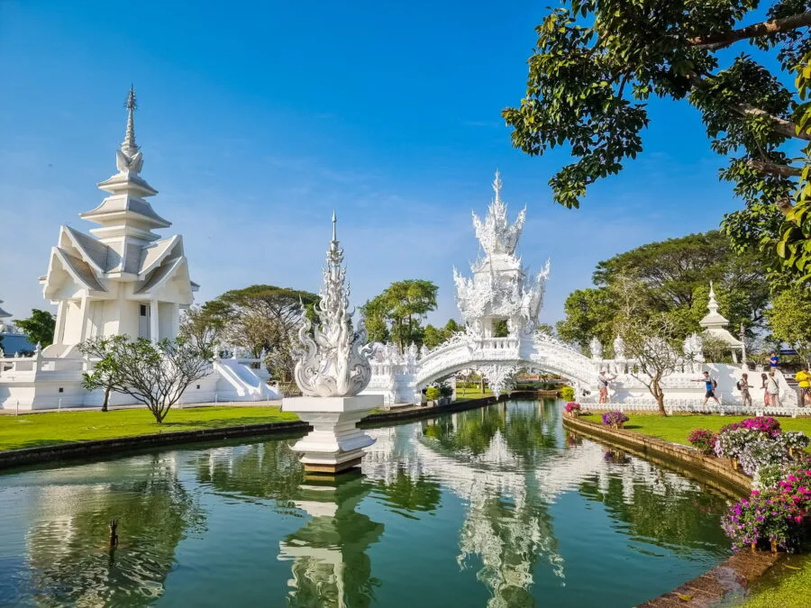 landscape garden white temple chiang rai