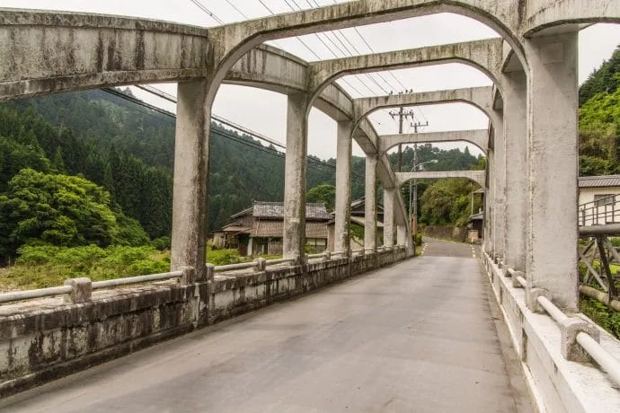 old bridge downhill wazuka mountain - kyoto prefecture japan