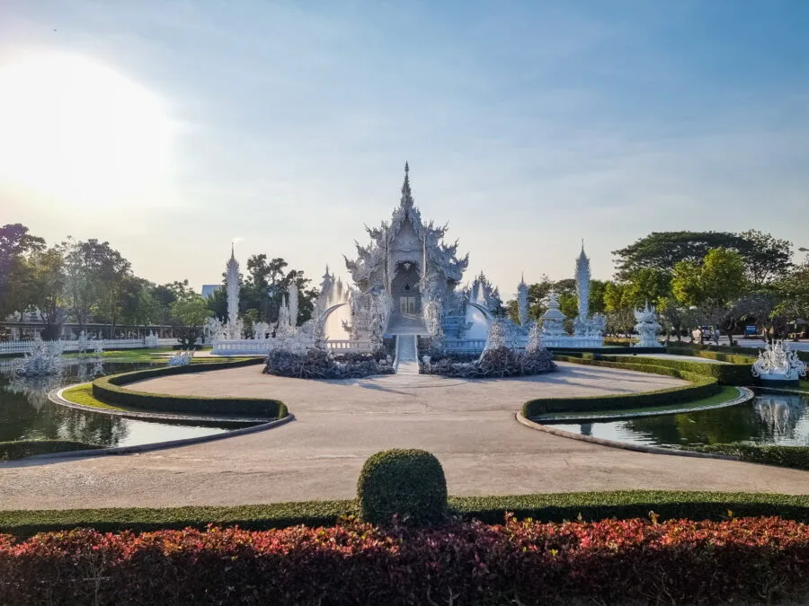 front view of wat rong khun late afternoon chiang rai