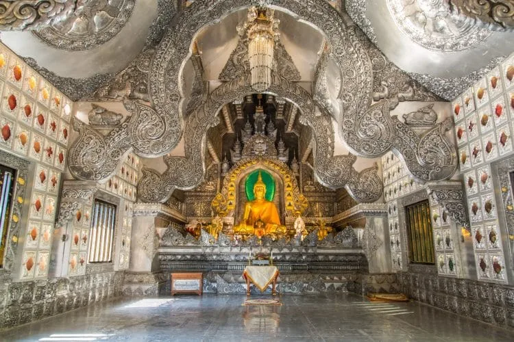 buddha interior wat si suphan silver temple - chiang mai