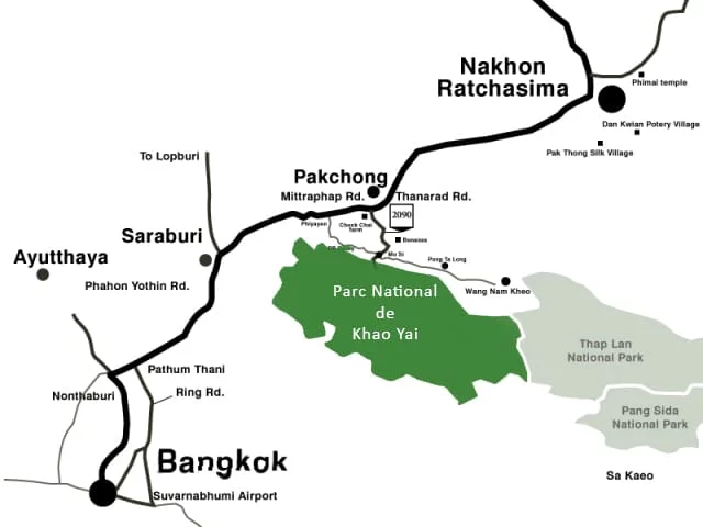 khao yai national park map - thailand