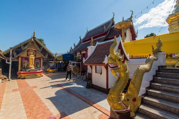 courtyard wat phra that doi kham - chiang mai