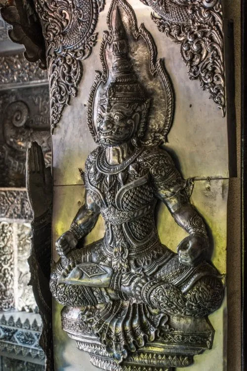 statue door wat si suphan silver temple - chiang mai