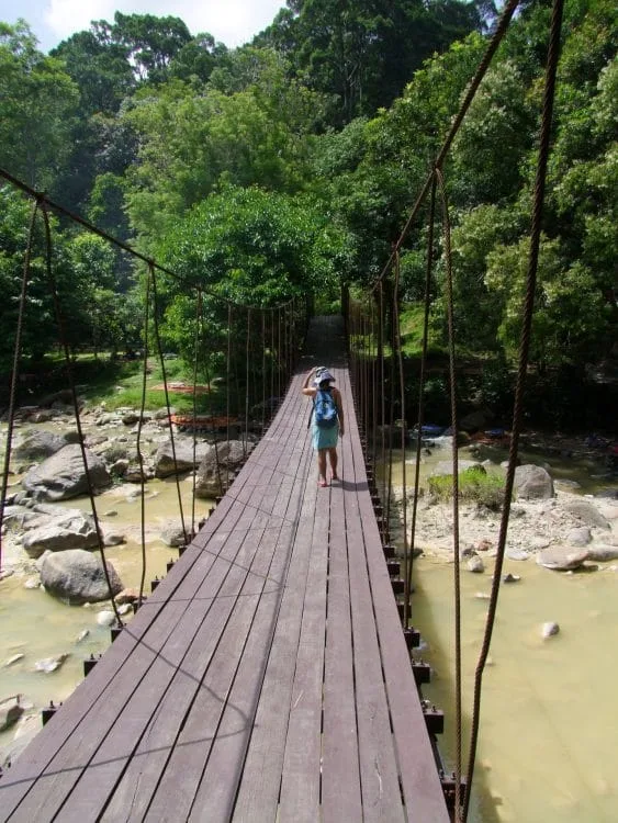 raksa warin hot spring suspension bridge ranong - thailand