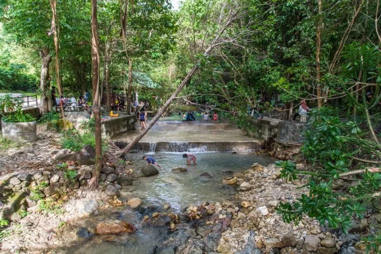 pornrang hot spring stream - ranong - thailand