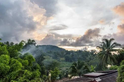 sunset view ranong river view - thailand