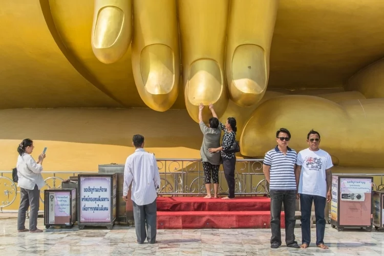 Buddha hand pose wat muang - ang thong - thailand