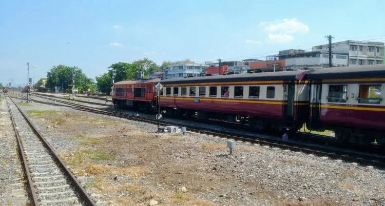 train arriving at lopburi station