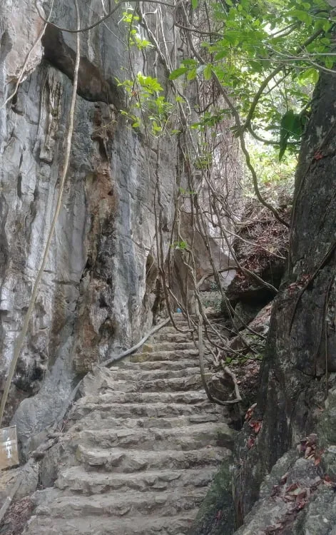 stairs leading to pha nang khoi phrae cave thailand