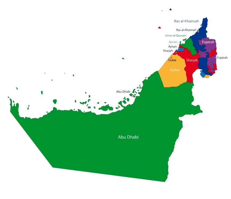 united arab emirates map division regions