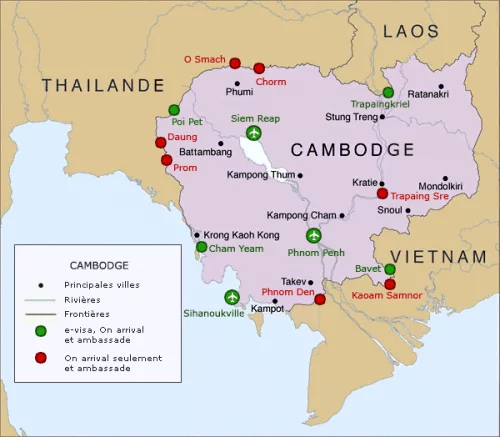 cambodia entry points card accepting e-visa on arrival