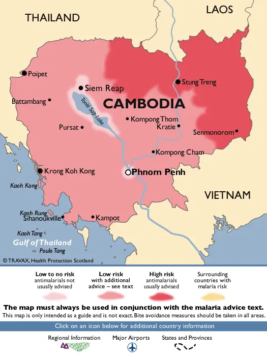 malaria zone map cambodia