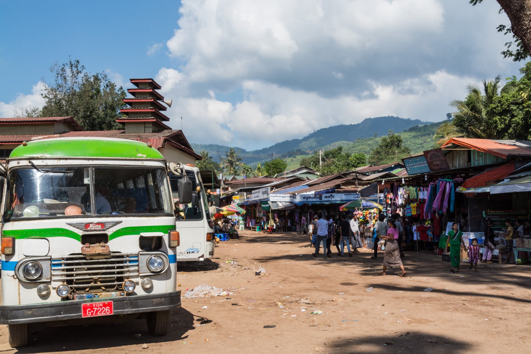 Kinpun bus station, Myanmar bus station in Kinpun, Myanmar