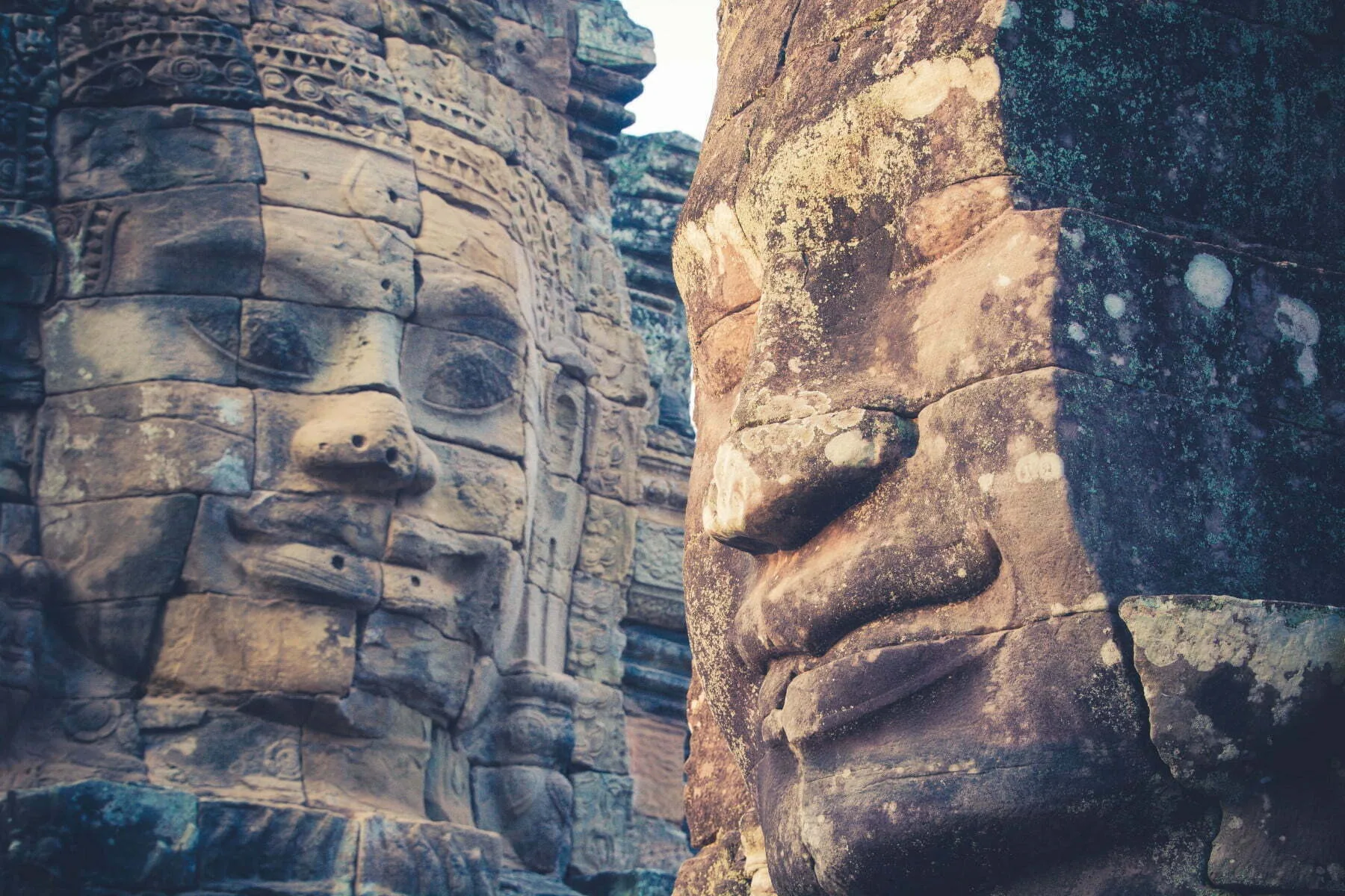 enigmatic heads bayon temple - cambodia