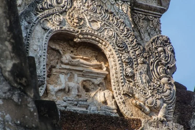 bas reliefs wat mahathat historical park sukhothai - thailand