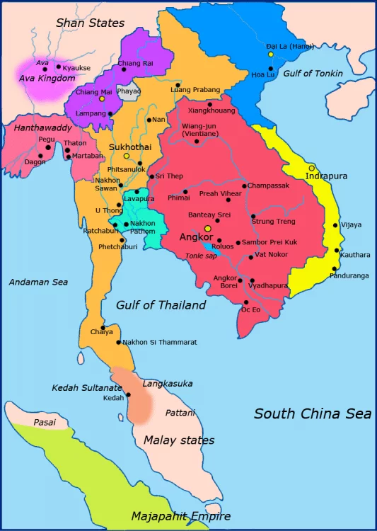 map of south east asian kingdoms around 1300