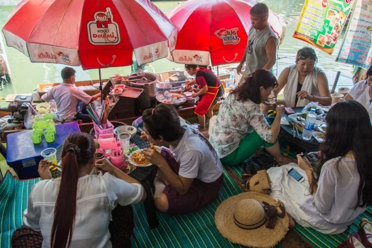canalside meal amphawa - thailand