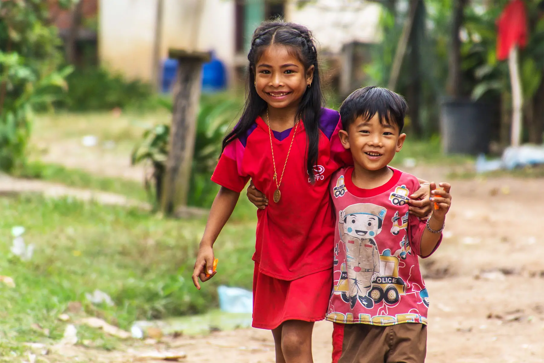 smiles kids countryside laos
